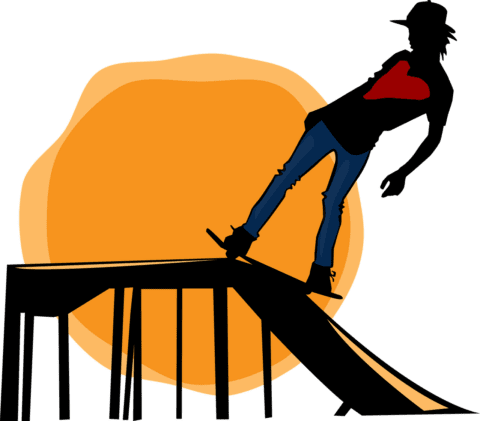 Skater ved solnedgang